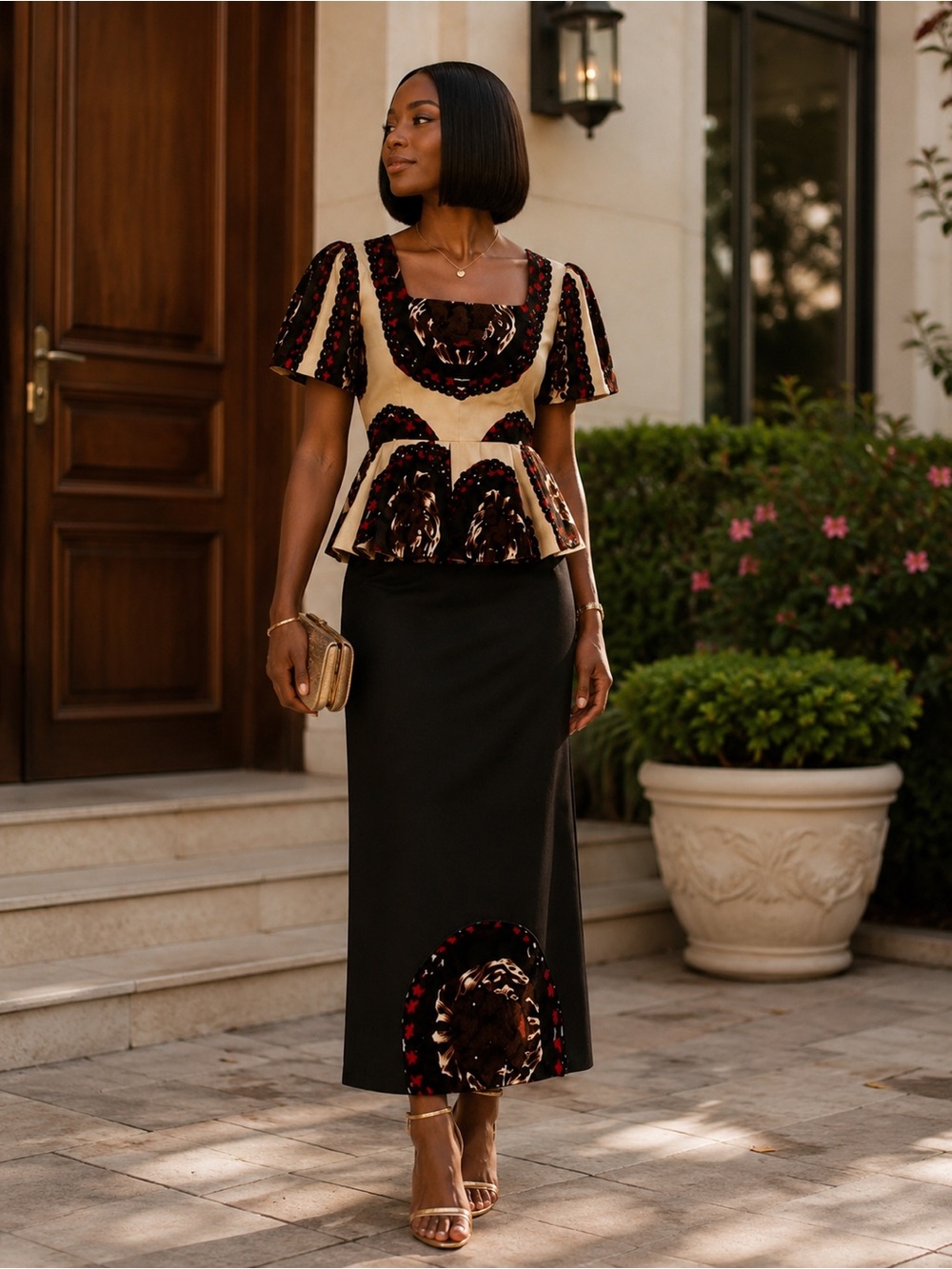 Nigerian African Lion Print Royalty Top | Handmade custom made traditional